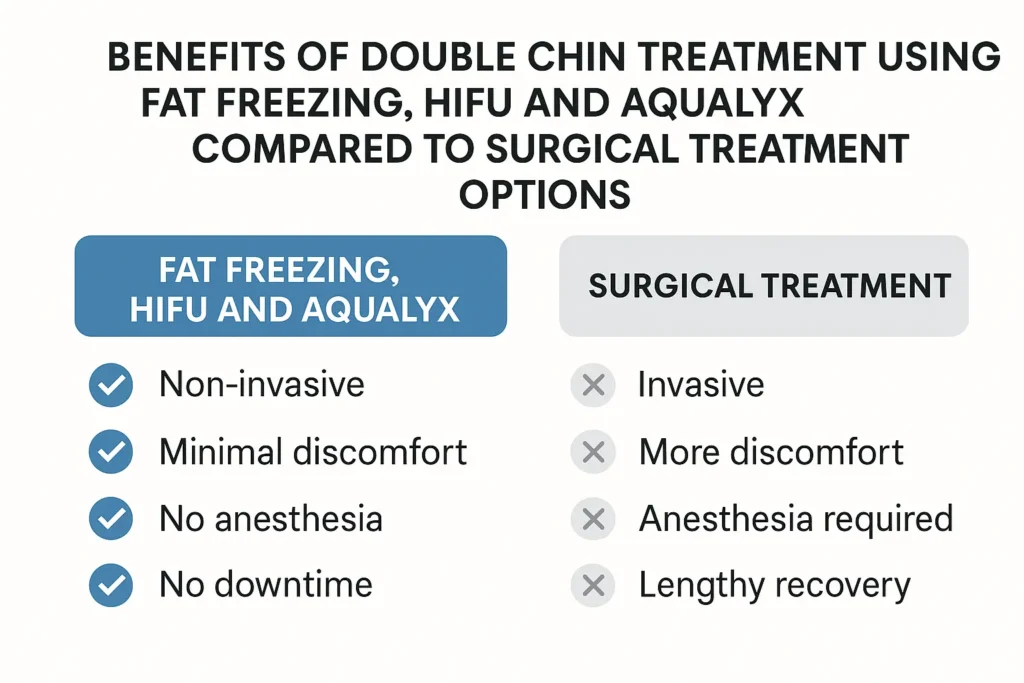 Graphic about the benefits of double chin treatment Kington - from LA LIPO