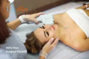 Woman having Hi-Fu to reduce wrinkles Kington.